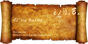 Őry Balda névjegykártya
